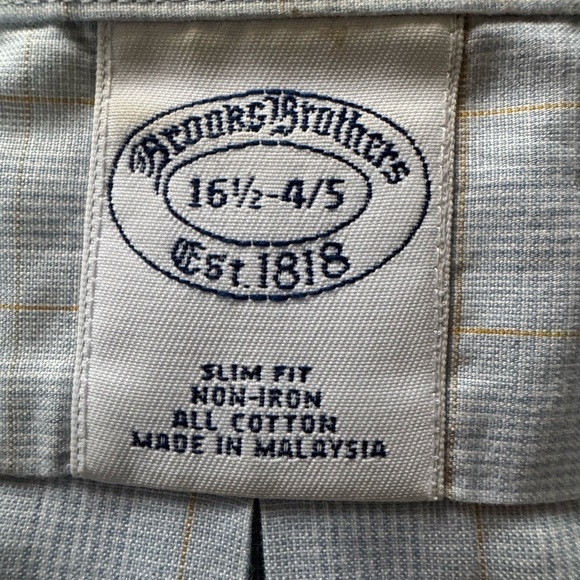 Brooks Brothers Men’s Long Sleeve Button Up Shirt 16 1/2 - 4/5 Plaid Blue EUC - Picture 4 of 4